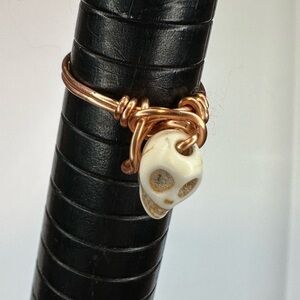 Skull ring handmade copper wire wrap